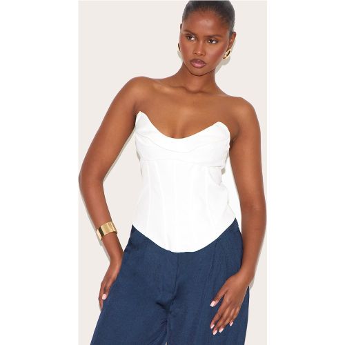 Corset baleiné tissé blanc, Blanc - PrettyLittleThing - Modalova