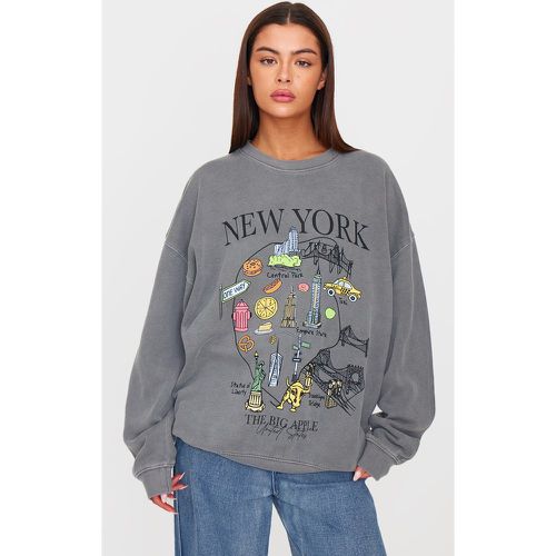 Sweat délavé imprimé carte de New York - PrettyLittleThing - Modalova