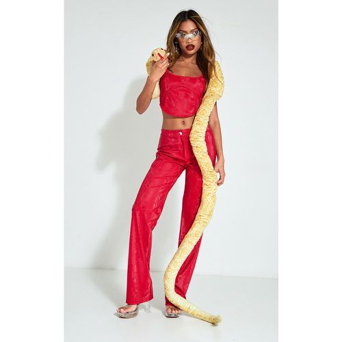 Pantalon droit en vinyle mat effet serpent à taille haute - PrettyLittleThing - Modalova