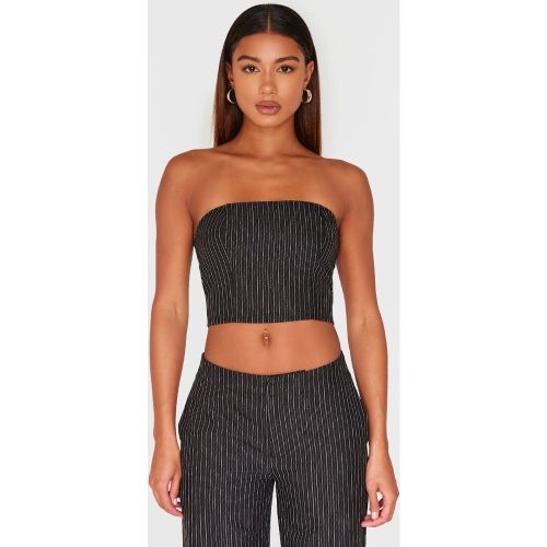 Top bandeau de tailleur tissé à fines rayures et paillettes - PrettyLittleThing - Modalova