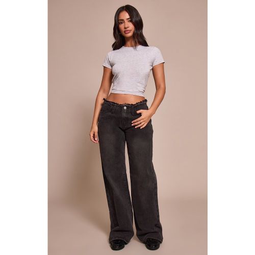 Petite Jean droit à taille basse effilochée | Taille 30 - PrettyLittleThing - Modalova