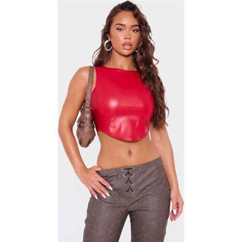 Crop top en PU rouge, Rouge - PrettyLittleThing - Modalova