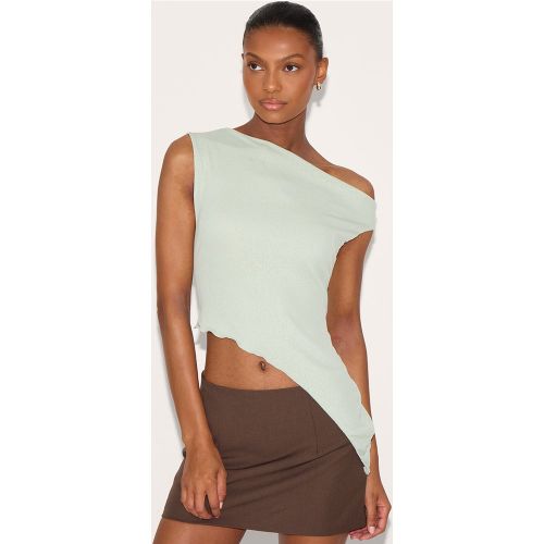 Top long asymétrique en mesh dévoré - PrettyLittleThing - Modalova