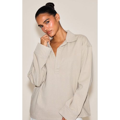 Chemise style rugby oversize en jean à manches longues | Taille 40 - PrettyLittleThing - Modalova