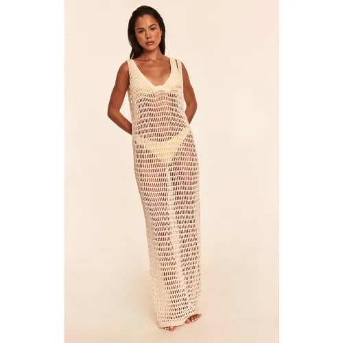 Robe de plage longue en maille style crochet sans manches - PrettyLittleThing - Modalova