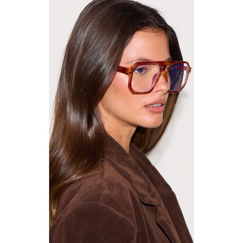 Lunettes de repos style aviateur oversize en écailles à verres anti-lumière bleue - PrettyLittleThing - Modalova