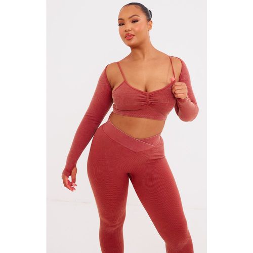 PLT Sport Plus Boléro délavé javélisé côtelé sans coutures - PrettyLittleThing - Modalova