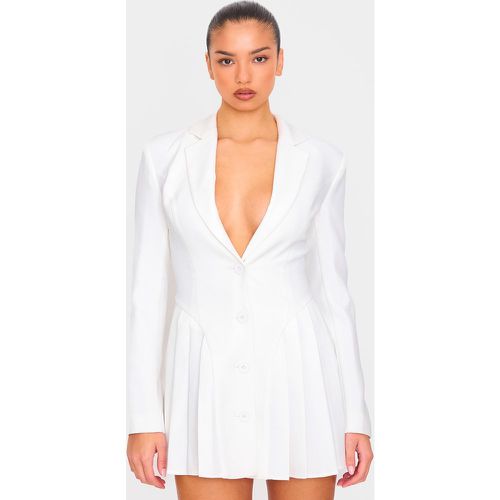 Mini robe blazer plissée blanche - PrettyLittleThing - Modalova