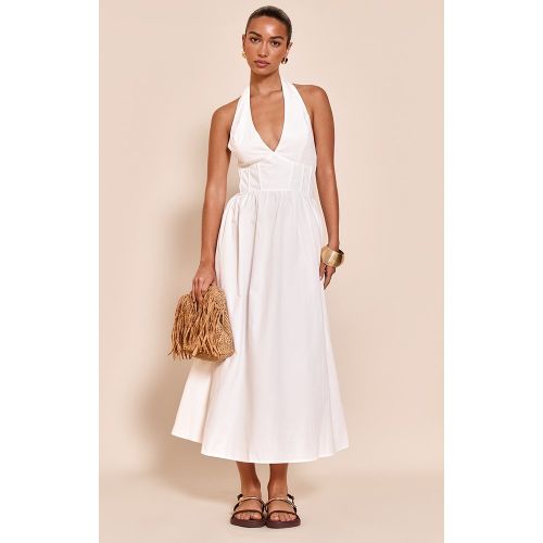 Robe mi-longue tissée blanche sans manches à dos nu | Taille 38 - PrettyLittleThing - Modalova