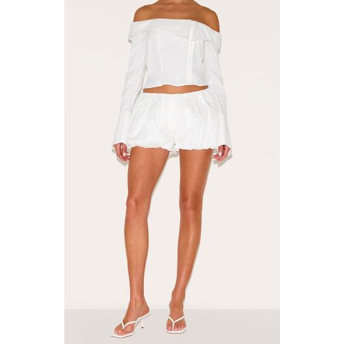 Mini short bouffant en coton à taille basse - PrettyLittleThing - Modalova