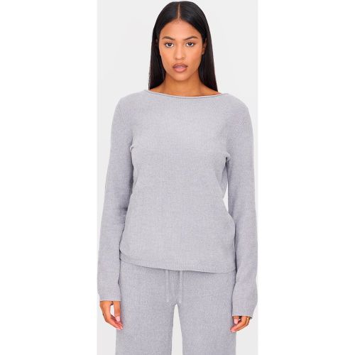 Tall Top en maille tricot texturée douce gris clair - PrettyLittleThing - Modalova