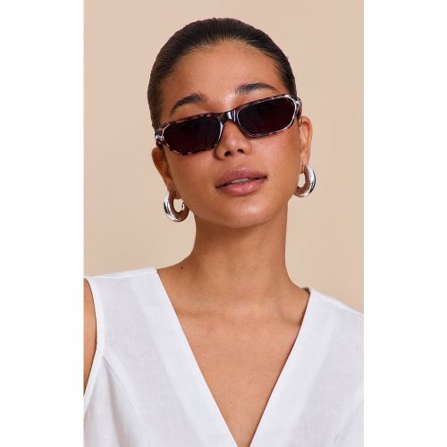 Lunettes de soleil style pelage léopard des neiges à monture rectangulaire - PrettyLittleThing - Modalova