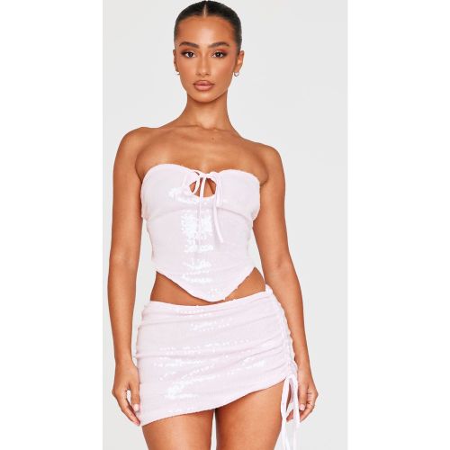 Petite Crop top bustier à sequins et découpe - PrettyLittleThing - Modalova