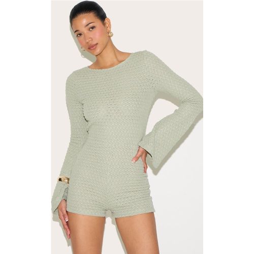 Combinaison moulante longue en jersey texturé avec découpe au dos - PrettyLittleThing - Modalova