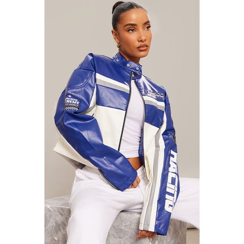 Veste de motard en PU enduit à empiècements contrastants - PrettyLittleThing - Modalova