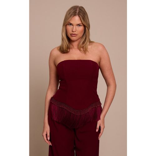 Shape Top bustier à perles et ourlet frangé | Taille 38 - PrettyLittleThing - Modalova