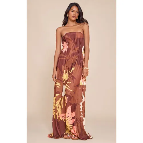 Robe bustier longue droite imprimé oversize - PrettyLittleThing - Modalova