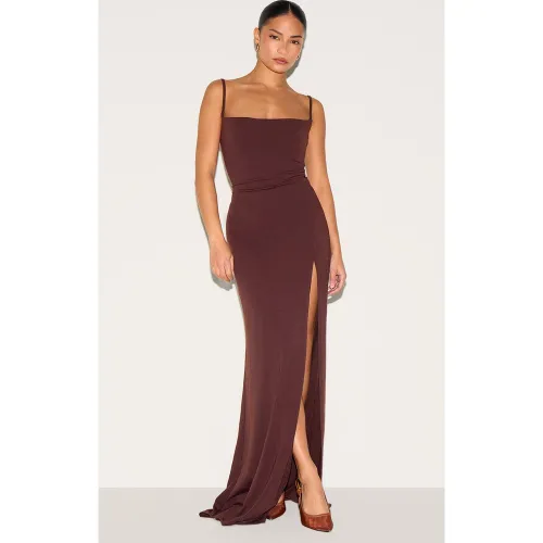 Petite Robe longue en jersey fendue à contours - PrettyLittleThing - Modalova