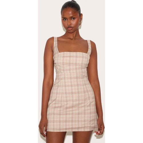 Robe trapèze à carreaux multiples et détail corset - PrettyLittleThing - Modalova