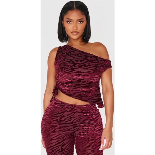 Shape Top asymétrique dévoré imprimé zèbre à épaule dénudée - PrettyLittleThing - Modalova