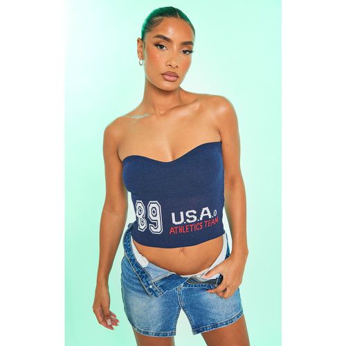 Top bustier en maille tricot à slogan "USA" imprimé - PrettyLittleThing - Modalova
