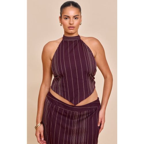 Plus Top à rayures brodées et dos nu - PrettyLittleThing - Modalova