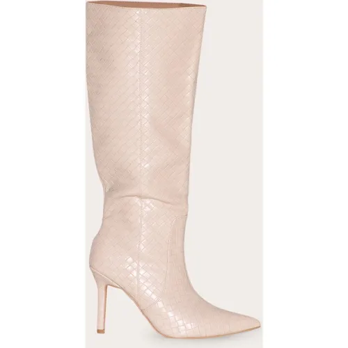 Bottes montantes à talons en PU tressé à bout pointu - PrettyLittleThing - Modalova