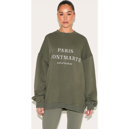 Sweat oversize délavé imprimé "Paris Montmartre" - PrettyLittleThing - Modalova