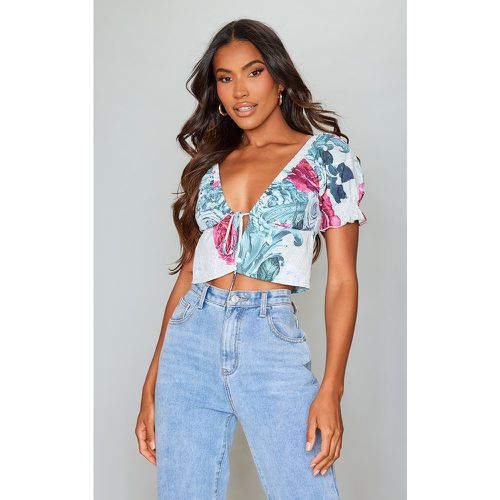 Crop top fleuri à nouer devant - PrettyLittleThing - Modalova