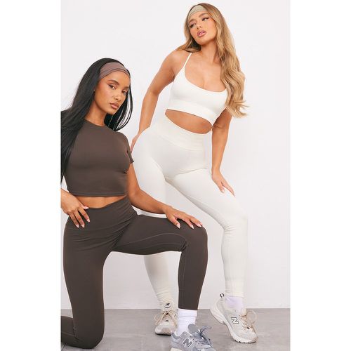 Legging de sport taille haute basique blanc cassé sans coutures - PrettyLittleThing - Modalova