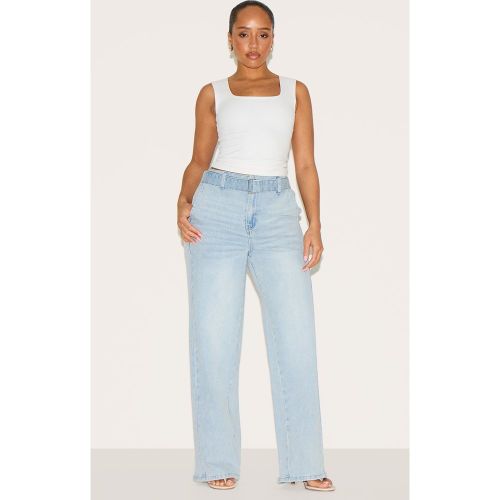 Jean Évasé Ceinturé Taille Haute En Denim Stretch Forme - PrettyLittleThing - Modalova