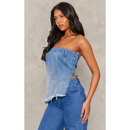 Tall Top en jean bustier asymétrique dégradé - PrettyLittleThing - Modalova
