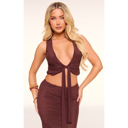 Top long en mesh froncé à décolleté - PrettyLittleThing - Modalova