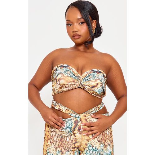 Plus Crop top moulant imprimé serpent abstrait à détail torsadé - PrettyLittleThing - Modalova