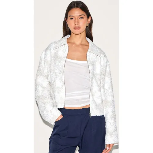 Veste Boxy Zippée, Détails Floraux, - PrettyLittleThing - Modalova