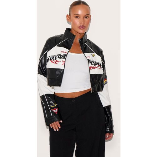 Plus Veste biker courte en PU à slogan Motorsport - PrettyLittleThing - Modalova