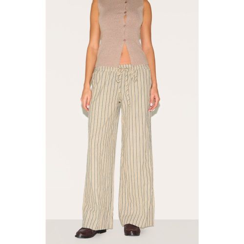 Pantalon large en coton à fines rayures et taille basse - PrettyLittleThing - Modalova