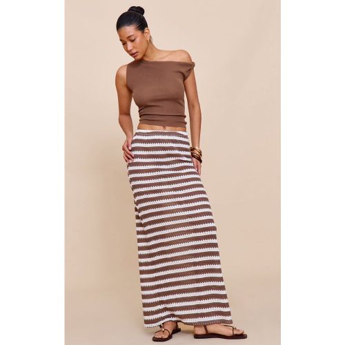 Jupe longue en jersey texturé rayée - PrettyLittleThing - Modalova