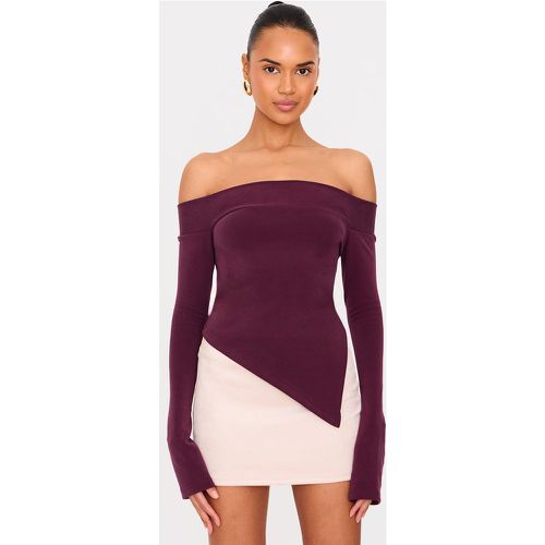 Top doux deluxe à col bardot replié asymétrique - PrettyLittleThing - Modalova