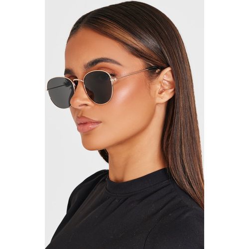 Lunettes de soleil rondes à monture dorée et verres - PrettyLittleThing - Modalova