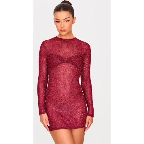 Mini robe côtelée métallisée à buste torsadé et manches longues - PrettyLittleThing - Modalova