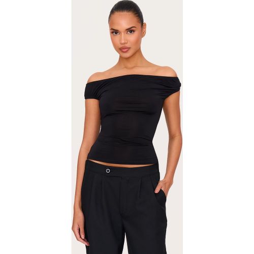 Top long moulant à col bardot asymétrique - PrettyLittleThing - Modalova