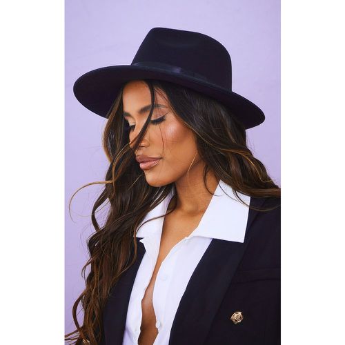 Chapeau fédora noir profond, Noir - PrettyLittleThing - Modalova