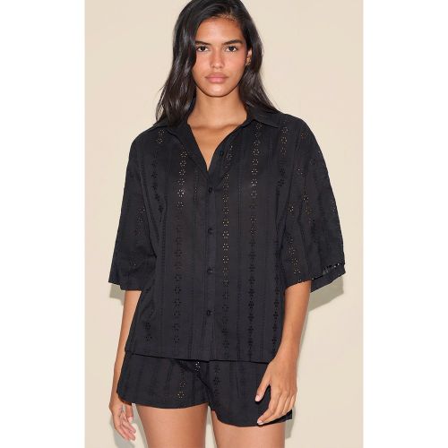 Short fluide brodé noir, Noir - PrettyLittleThing - Modalova