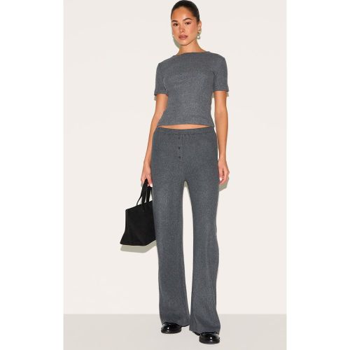 Pantalon droit côtelé brossé à boutons | Taille 38 - PrettyLittleThing - Modalova