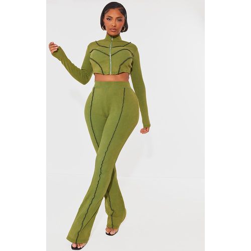 Shape Pantalon flare vert côtelé à détail coutures - PrettyLittleThing - Modalova