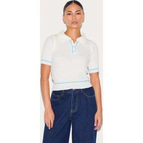 Petite Top en maille tricot à col polo - PrettyLittleThing - Modalova