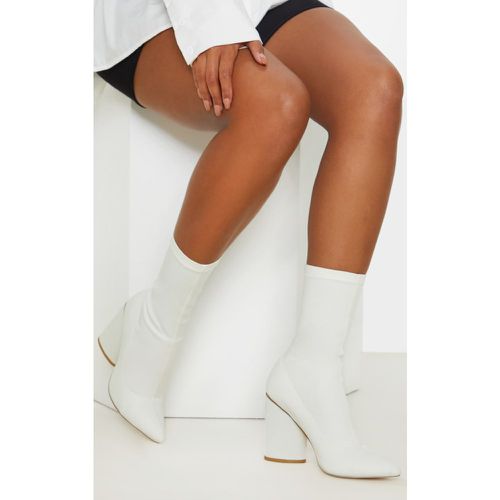 Bottes-chaussettes blanches à gros talon chunky - PrettyLittleThing - Modalova