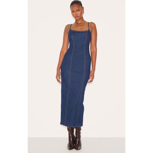 Robe mi-longue en jean à bretelles fines - PrettyLittleThing - Modalova