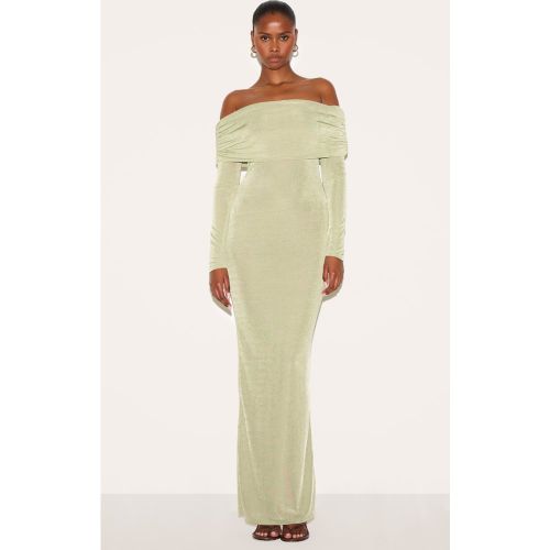 Robe moulante longue en acétate à manches longues et col bardot - PrettyLittleThing - Modalova